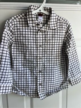 Tea collection black white checked button down shirt 4T